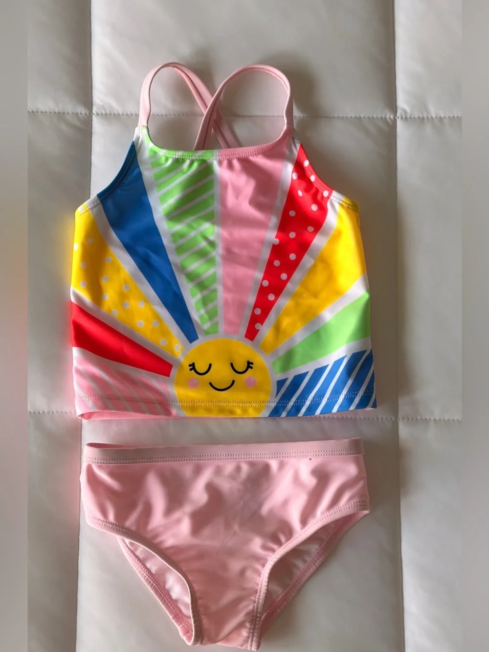 Wonder Nation Girls 3T Rainbow Sun 2 Piece Tankini Swimsuit